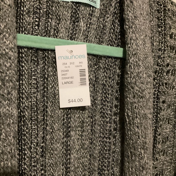 Gray Open-Front Knit Cardigan - Picture 4 of 7